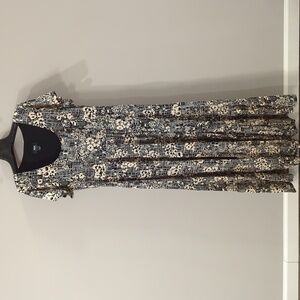 Anthropologie Black & White Floral Maeve Catalina Tiered Maxi Dress